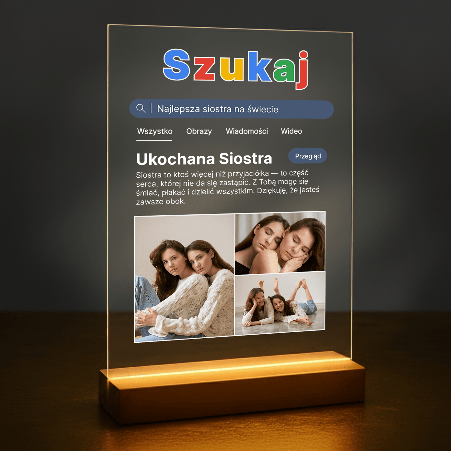 Siostra - druk na szkle akrylowym dla siostry - stworzprezent.pl