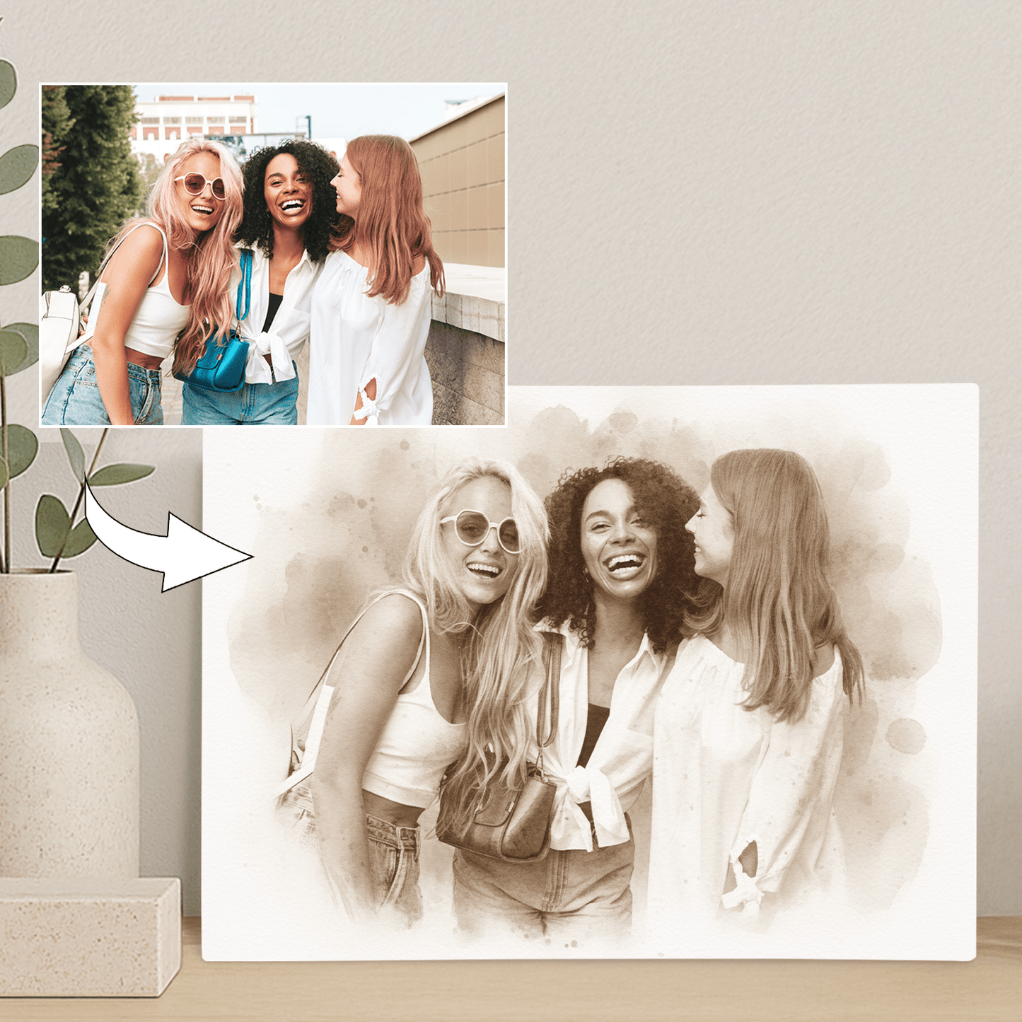 Spotkanie przyjaciółek - portret na płótnie dla przyjaciółki - StwórzPrezent.pl