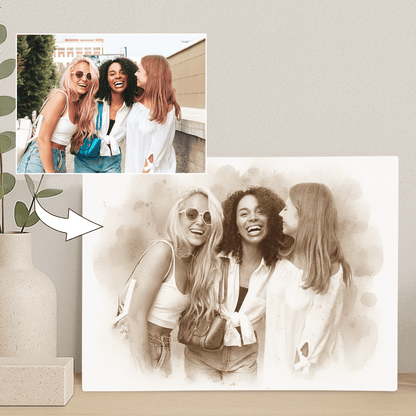 Spotkanie przyjaciółek - portret na płótnie dla przyjaciółki - StwórzPrezent.pl