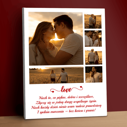Sześć zdjęć pary + tekst - kolaż na płótnie dla pary - StwórzPrezent.pl
