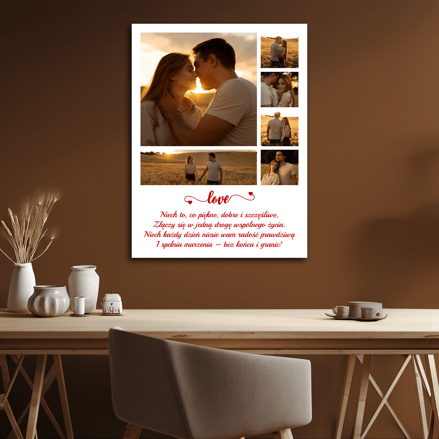 Sześć zdjęć pary + tekst - kolaż na płótnie dla pary - StwórzPrezent.pl