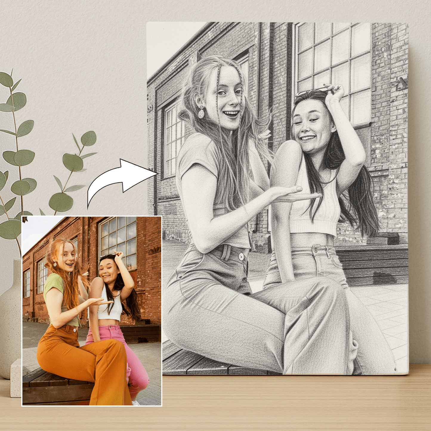 Szkic przyjaciółek - portret na płótnie dla przyjaciółki - StwórzPrezent.pl
