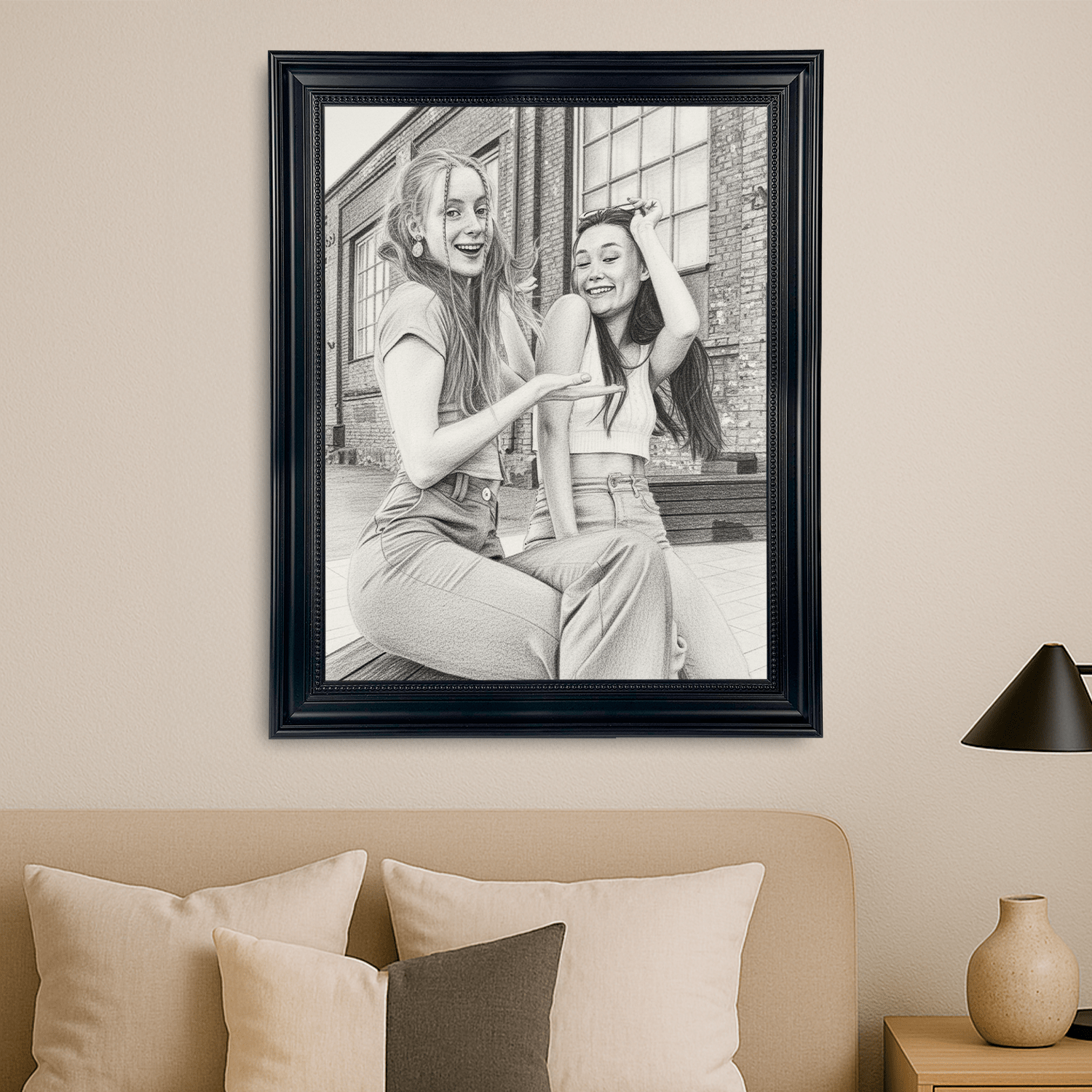 Szkic przyjaciółek - portret na płótnie dla przyjaciółki - StwórzPrezent.pl