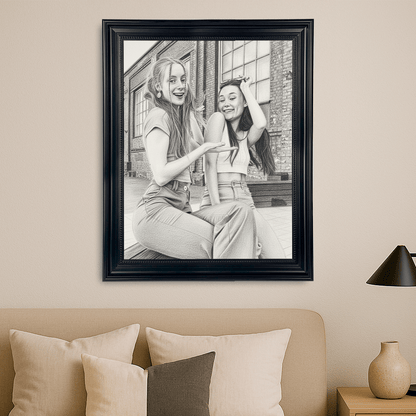 Szkic przyjaciółek - portret na płótnie dla przyjaciółki - StwórzPrezent.pl