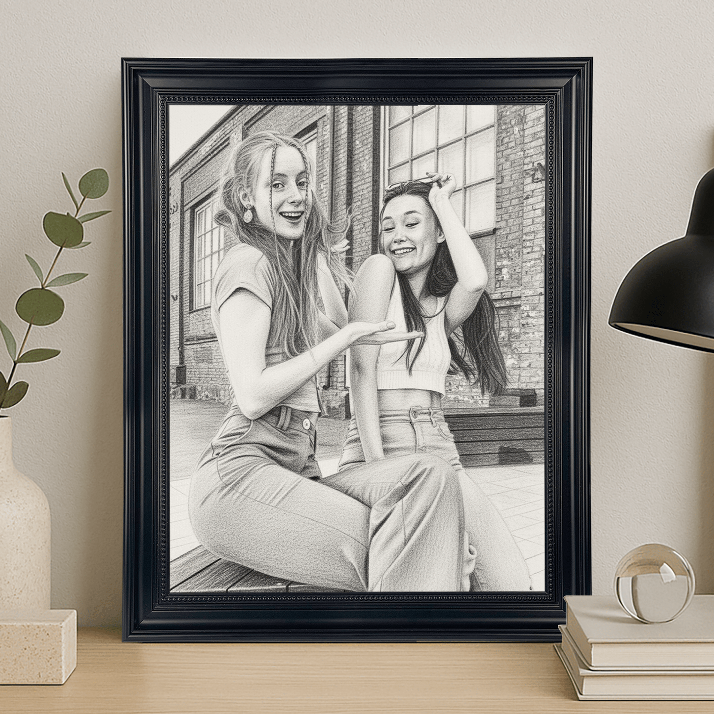 Szkic przyjaciółek - portret na płótnie dla przyjaciółki - StwórzPrezent.pl