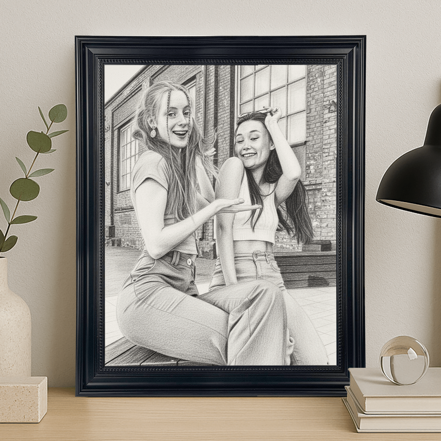 Szkic przyjaciółek - portret na płótnie dla przyjaciółki - StwórzPrezent.pl
