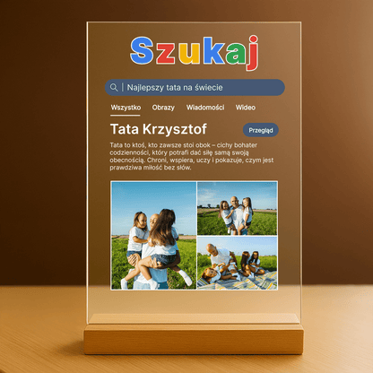 Tata zdjęcia + tekst - druk na szkle akrylowym dla taty - stworzprezent.pl