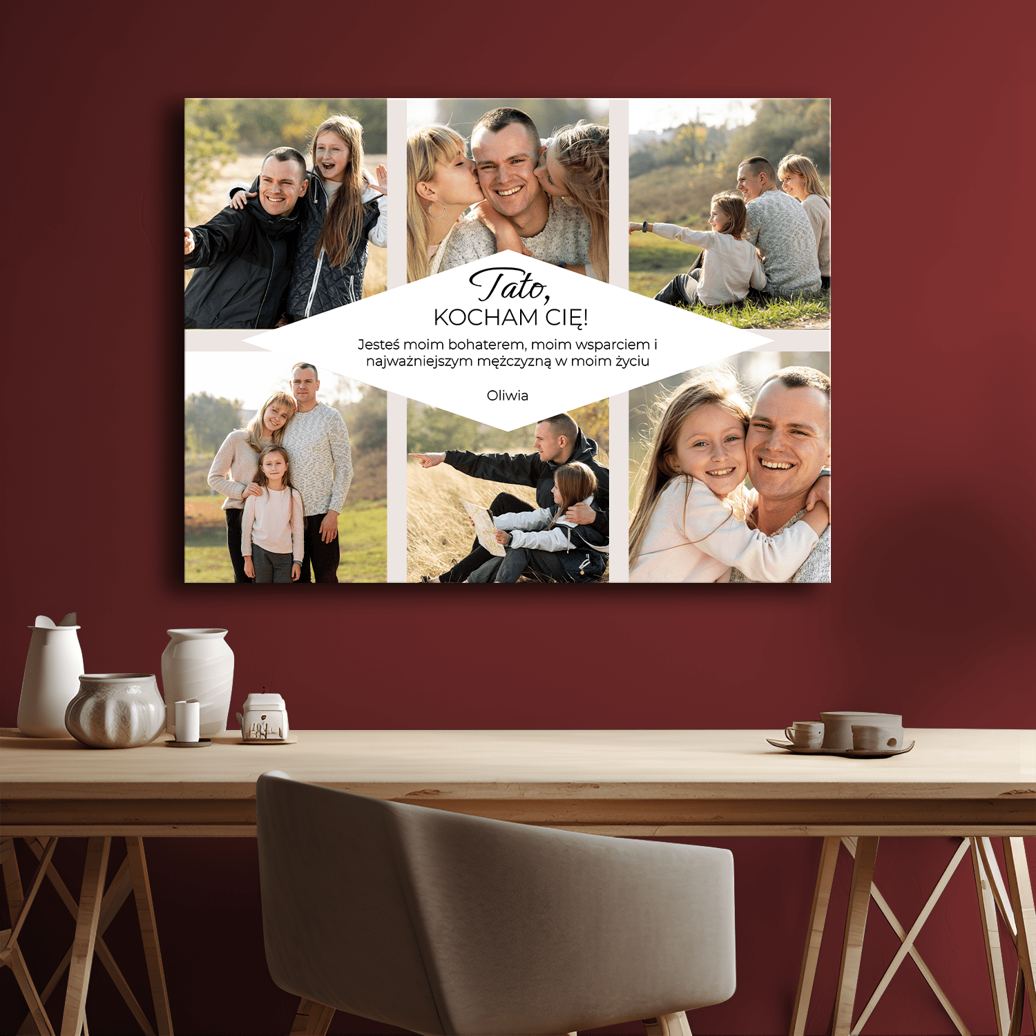 Tato, jesteś moim bohaterem - kolaż na płótnie dla taty - StwórzPrezent.pl