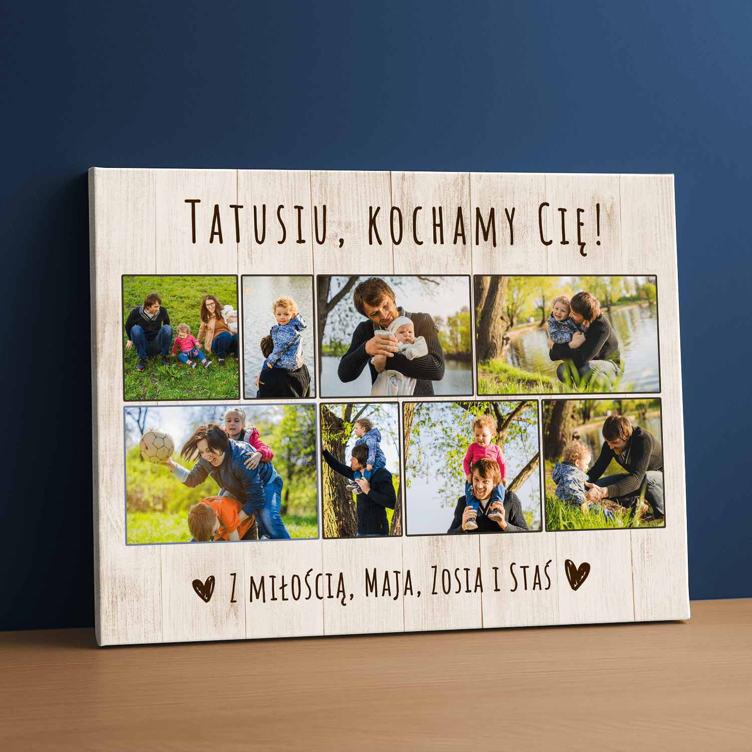 Tatusiu, kochamy Cię - kolaż na płótnie dla taty - StwórzPrezent.pl