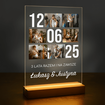 Trzy lata razem - druk na szkle akrylowym dla pary - stworzprezent.pl
