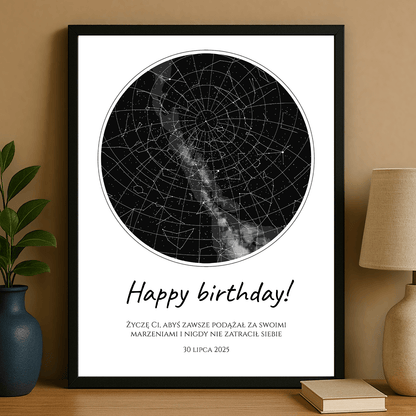Urodzinowa mapa gwiazd - plakat personalizowany dla niego - StwórzPrezent.pl