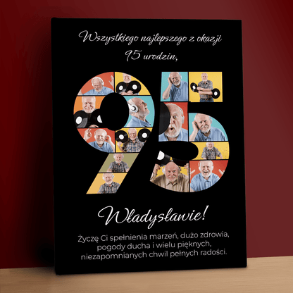 Urodzinowe życzenia z okazji 95 urodzin - kolaż na płótnie dla niego - StwórzPrezent.pl