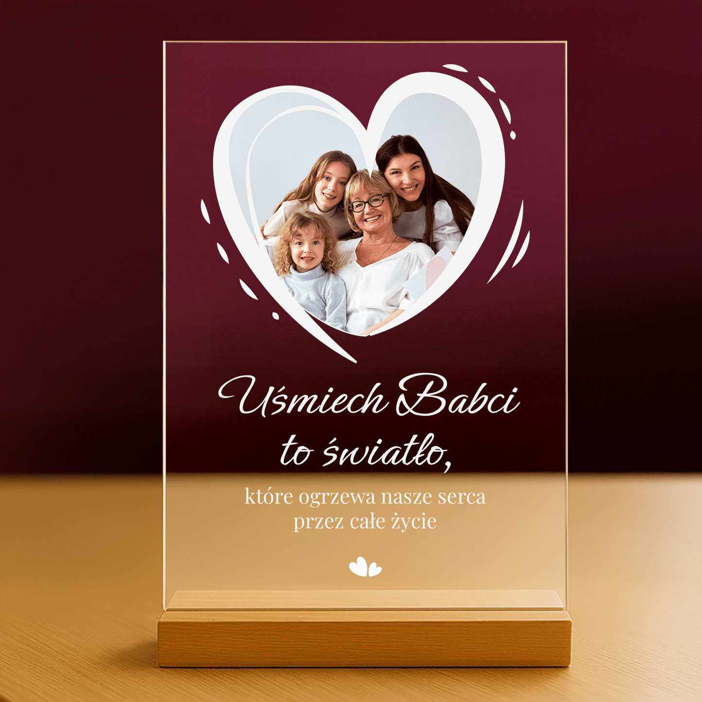 Uśmiech babci - personalizowany druk na szkle dla babci - stworzprezent.pl