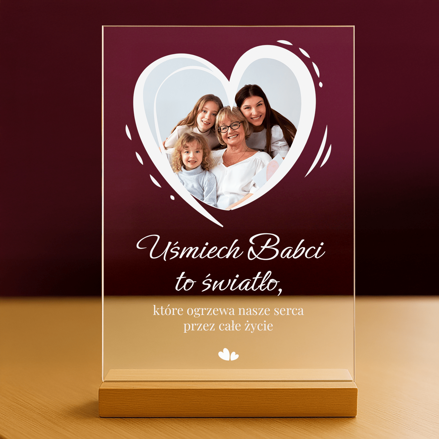 Uśmiech babci - personalizowany druk na szkle dla babci - stworzprezent.pl