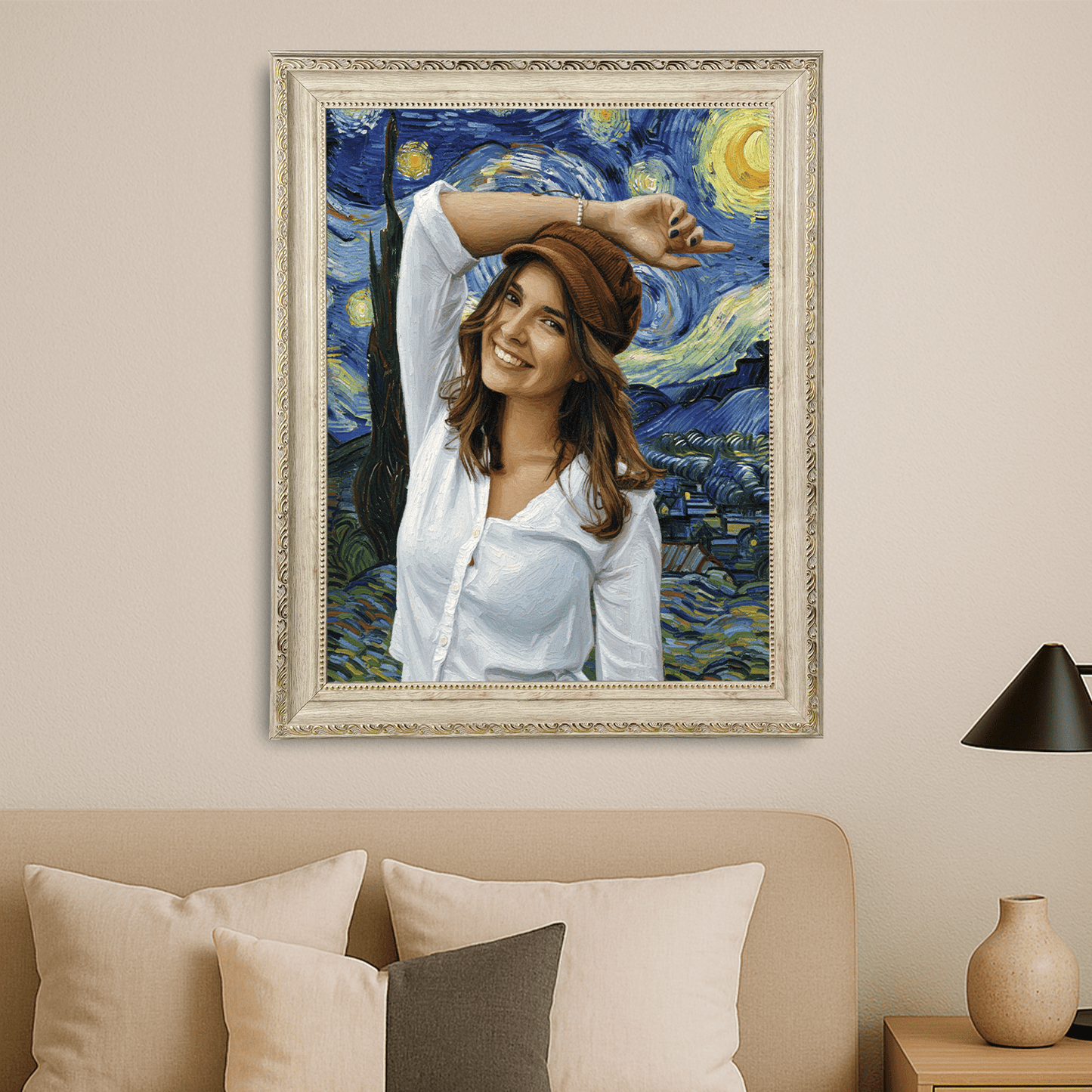 W stylu obrazów Van Gogh - portret na płótnie dla dziewczyny - StwórzPrezent.pl