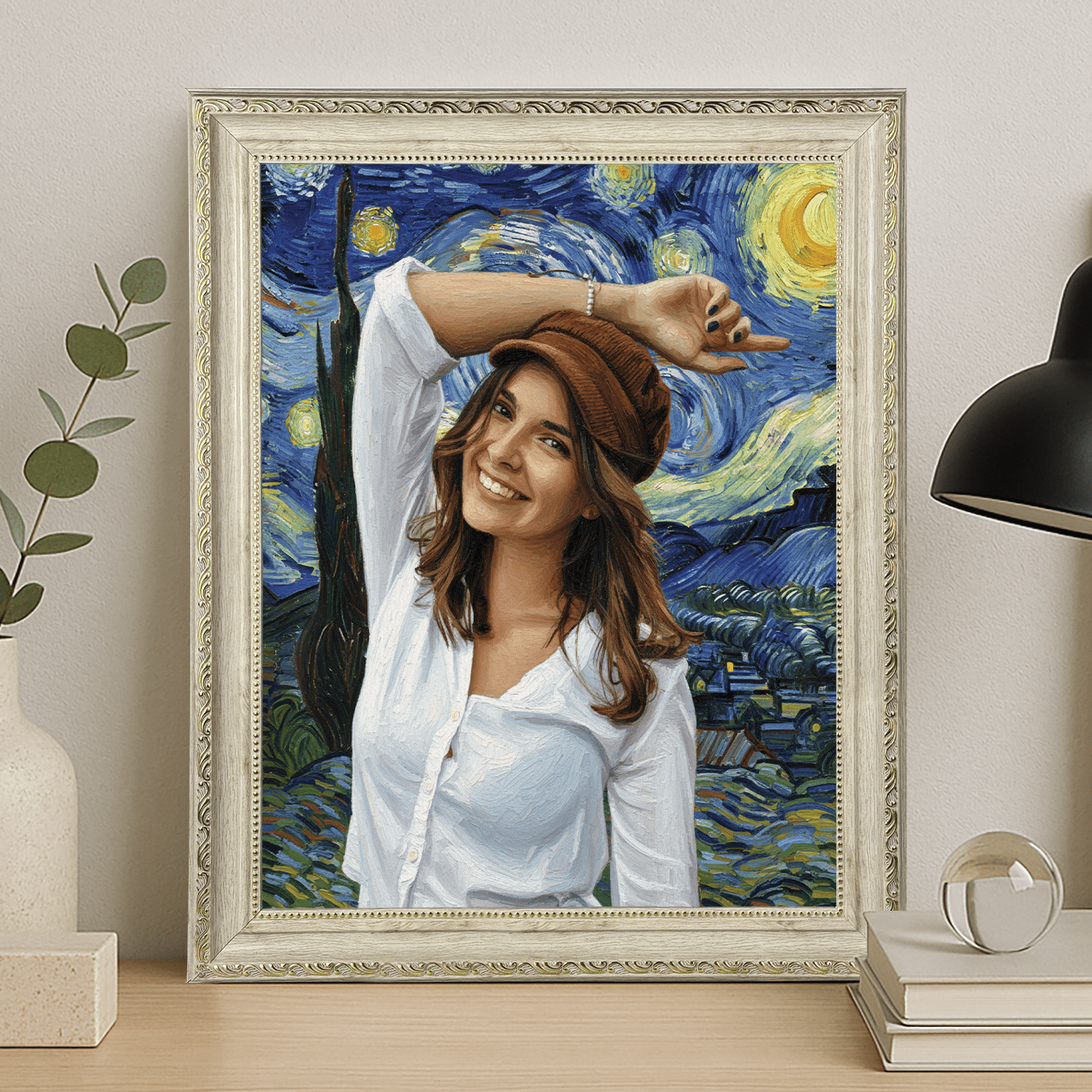 W stylu obrazów Van Gogh - portret na płótnie dla dziewczyny - StwórzPrezent.pl