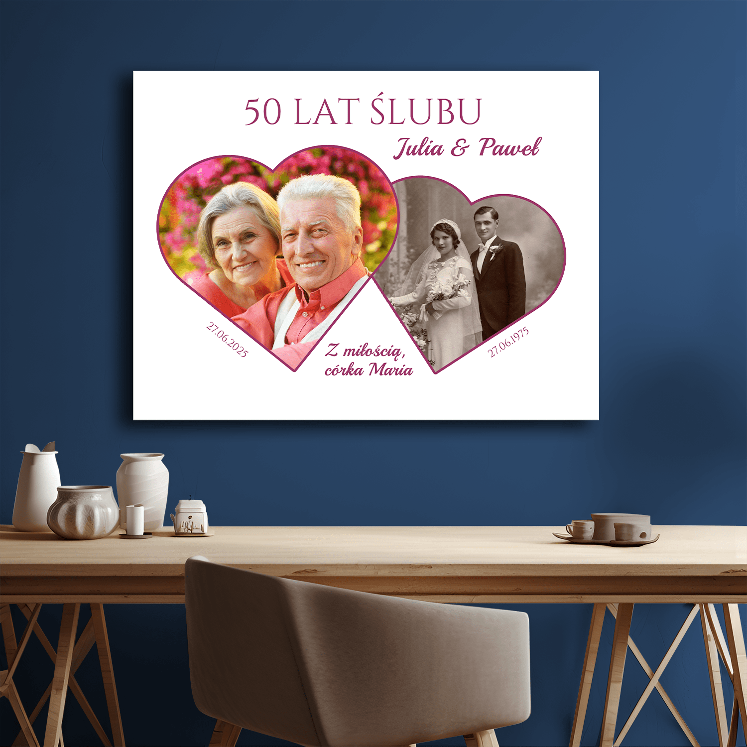 Wasza 50 rocznica ślubu - kolaż na płótnie dla pary - StwórzPrezent.pl