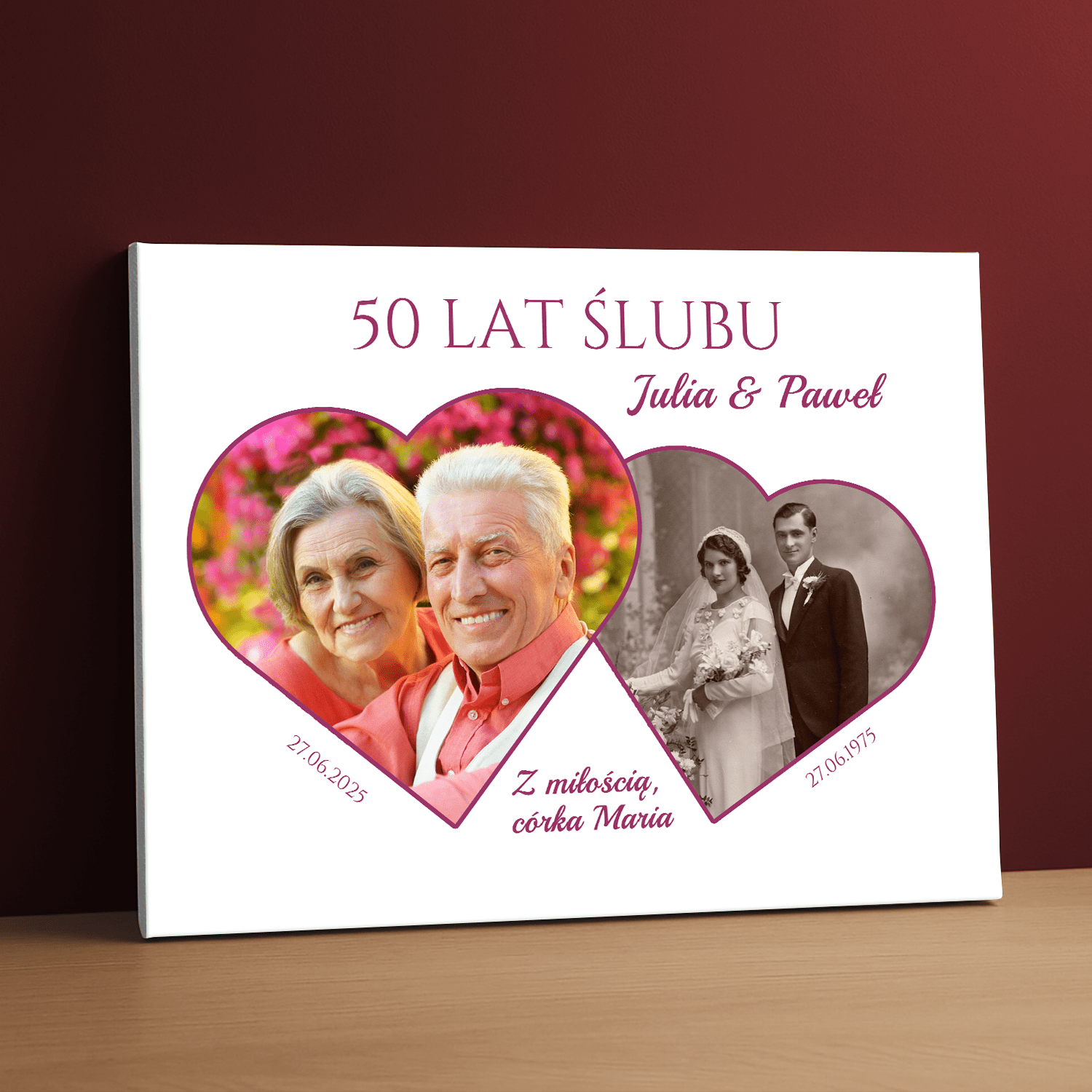 Wasza 50 rocznica ślubu - kolaż na płótnie dla pary - StwórzPrezent.pl