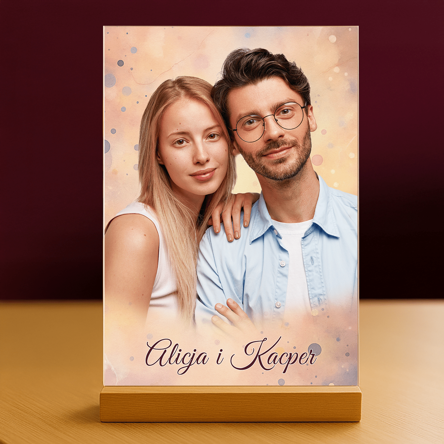 Wspólny portret zakochanych - personalizowany druk na szkle dla pary - stworzprezent.pl