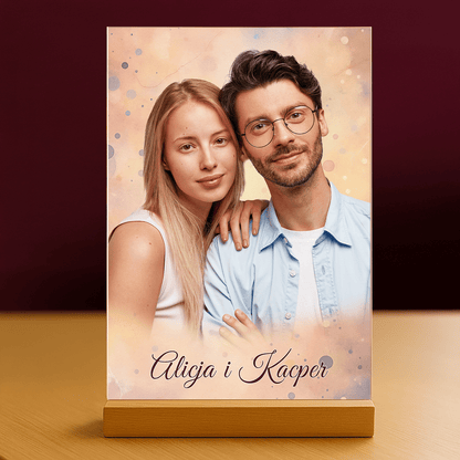 Wspólny portret zakochanych - personalizowany druk na szkle dla pary - stworzprezent.pl