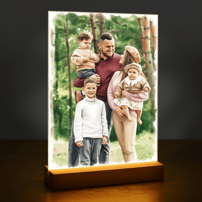 Wspomnienia rodziny w stylu akwareli - portret na szkle akrylowym dla rodziców - stworzprezent.pl