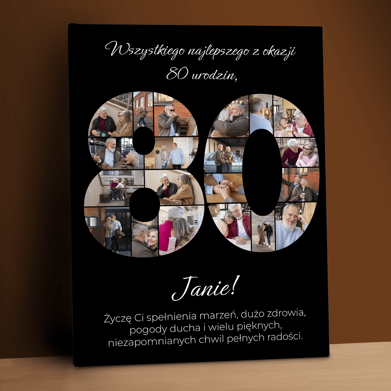Wszystkiego najlepszego na 80 urodziny - kolaż na płótnie dla niego - StwórzPrezent.pl