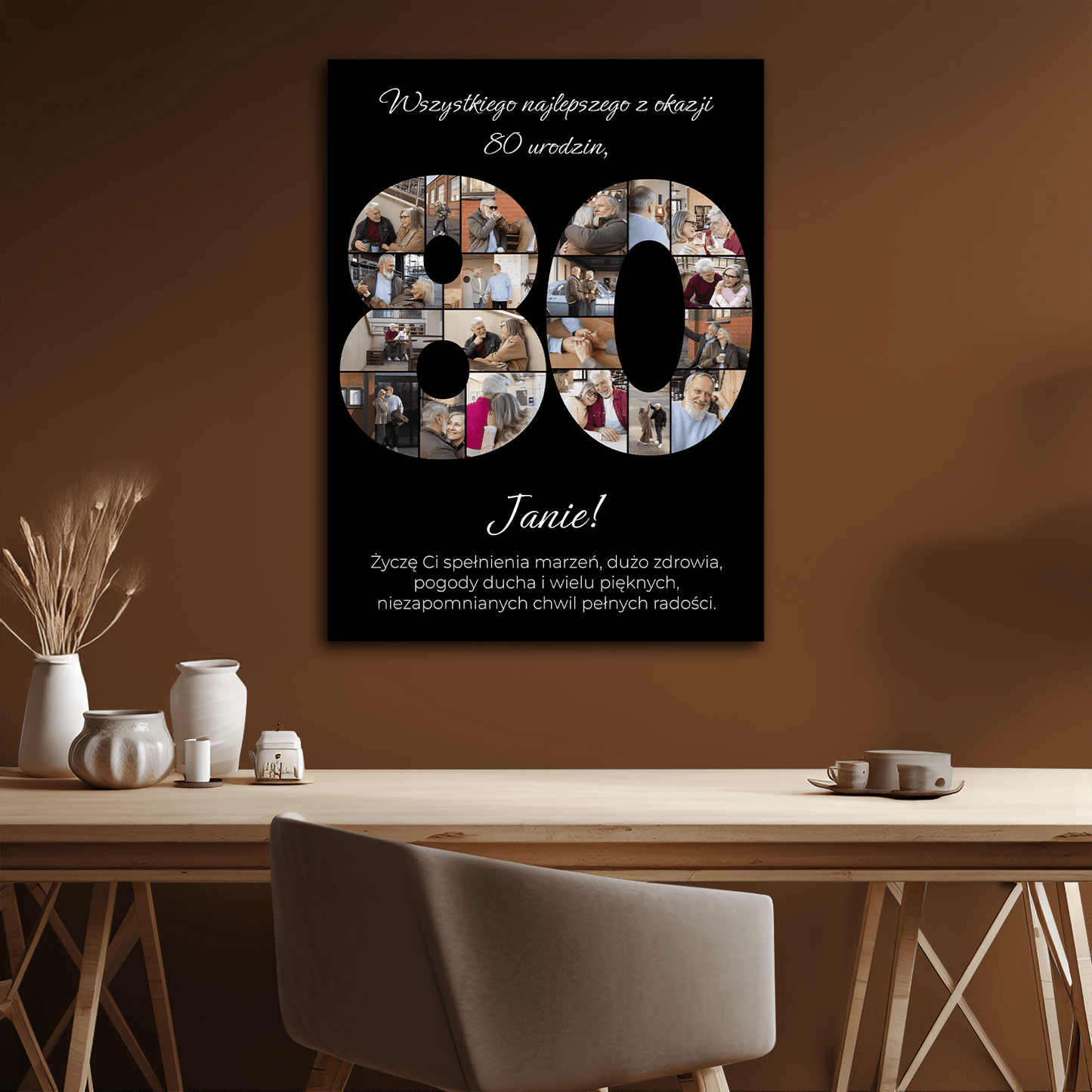 Wszystkiego najlepszego na 80 urodziny - kolaż na płótnie dla niego - StwórzPrezent.pl