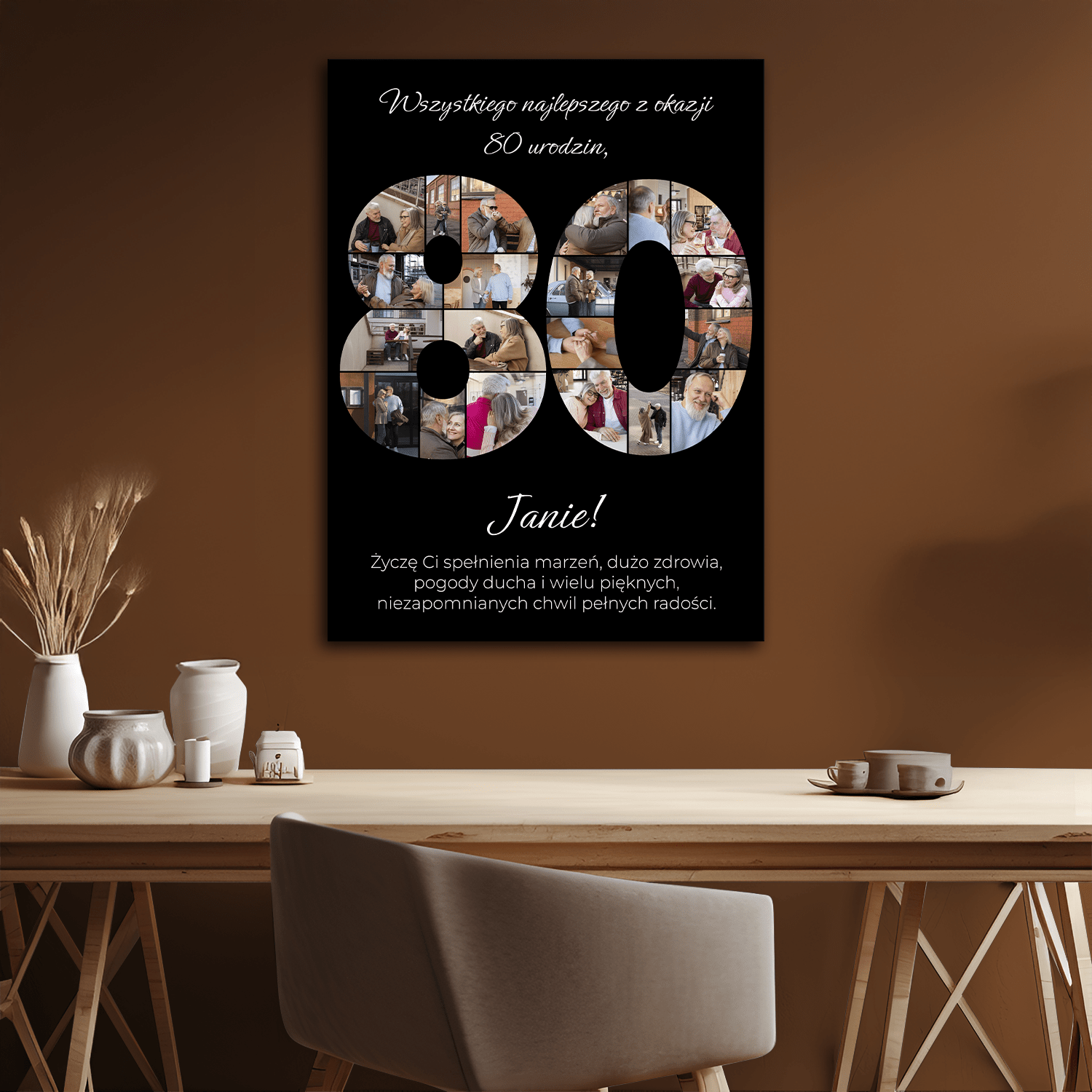 Wszystkiego najlepszego na 80 urodziny - kolaż na płótnie dla niego - StwórzPrezent.pl