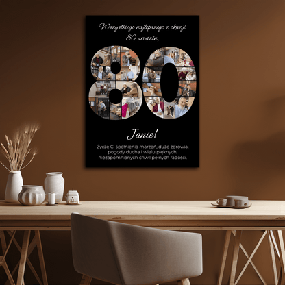 Wszystkiego najlepszego na 80 urodziny - kolaż na płótnie dla niego - StwórzPrezent.pl