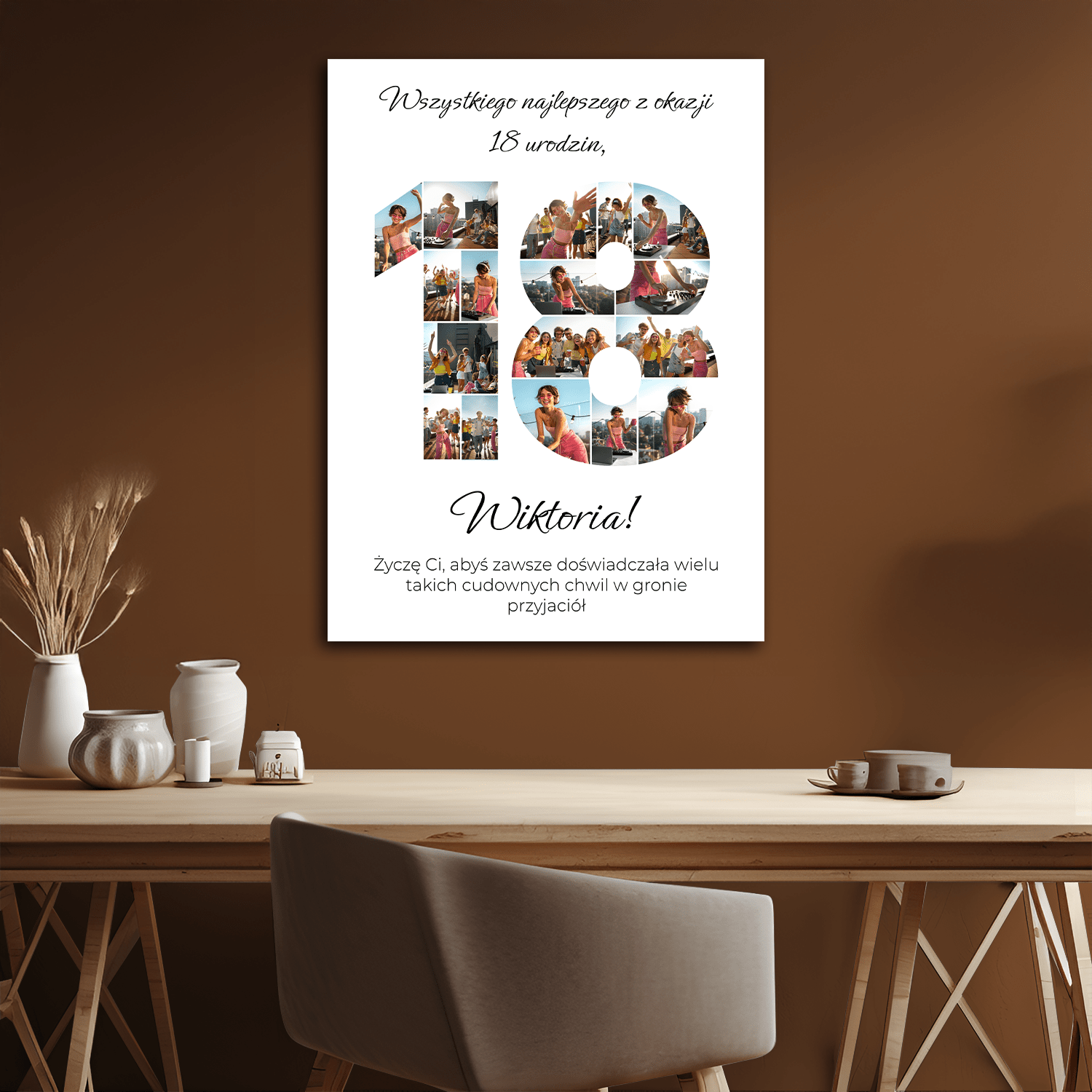 Wszystkiego najlepszego z okazji 18 urodzin - kolaż na płótnie dla przyjaciółki - StwórzPrezent.pl