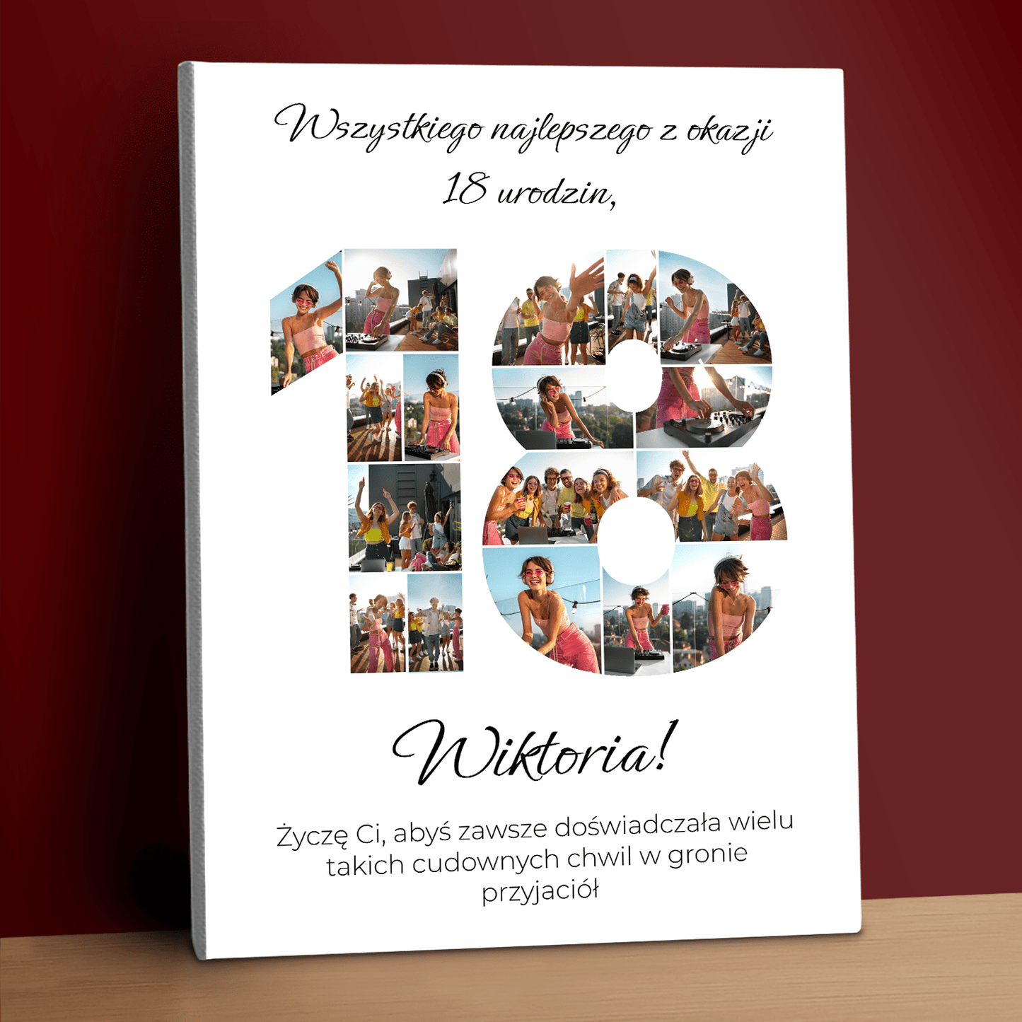 Wszystkiego najlepszego z okazji 18 urodzin - kolaż na płótnie dla przyjaciółki - StwórzPrezent.pl