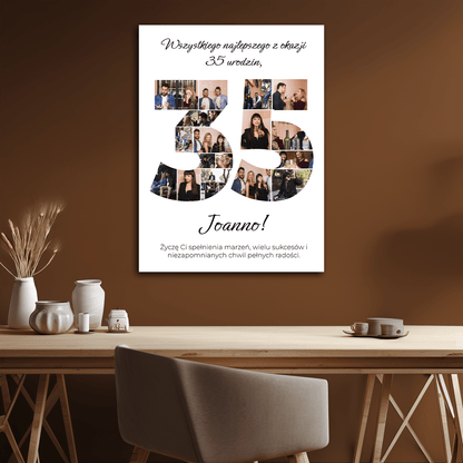 Wszystkiego najlepszego z okazji 35 urodzin - kolaż na płótnie dla przyjaciółki - StwórzPrezent.pl