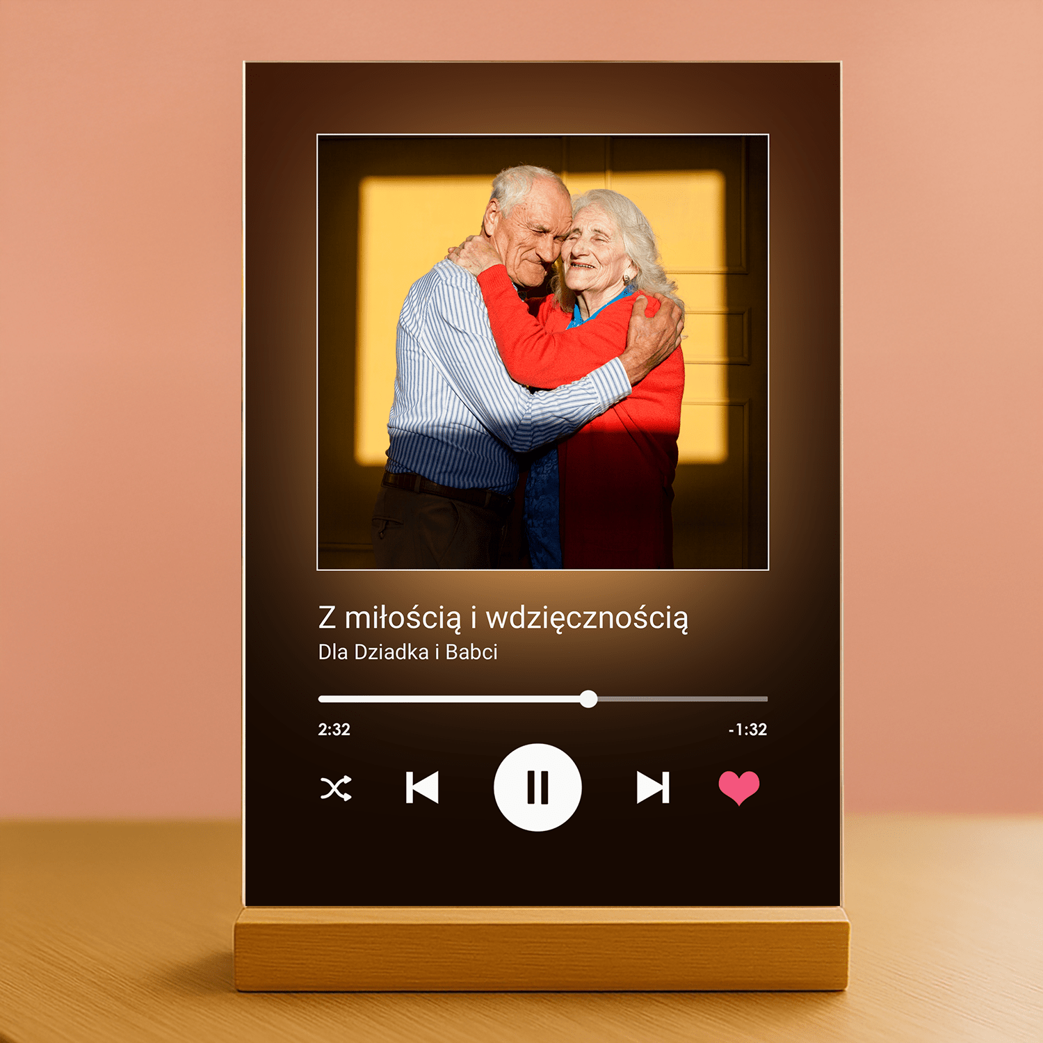 Z miłością i wdzięcznością dla dziadków - personalizowany druk na szkle dla dziadków - stworzprezent.pl