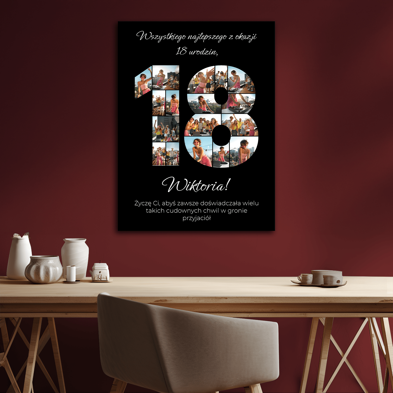 Z okazji 18 urodzin – kolaż na płótnie dla niej - StwórzPrezent.pl