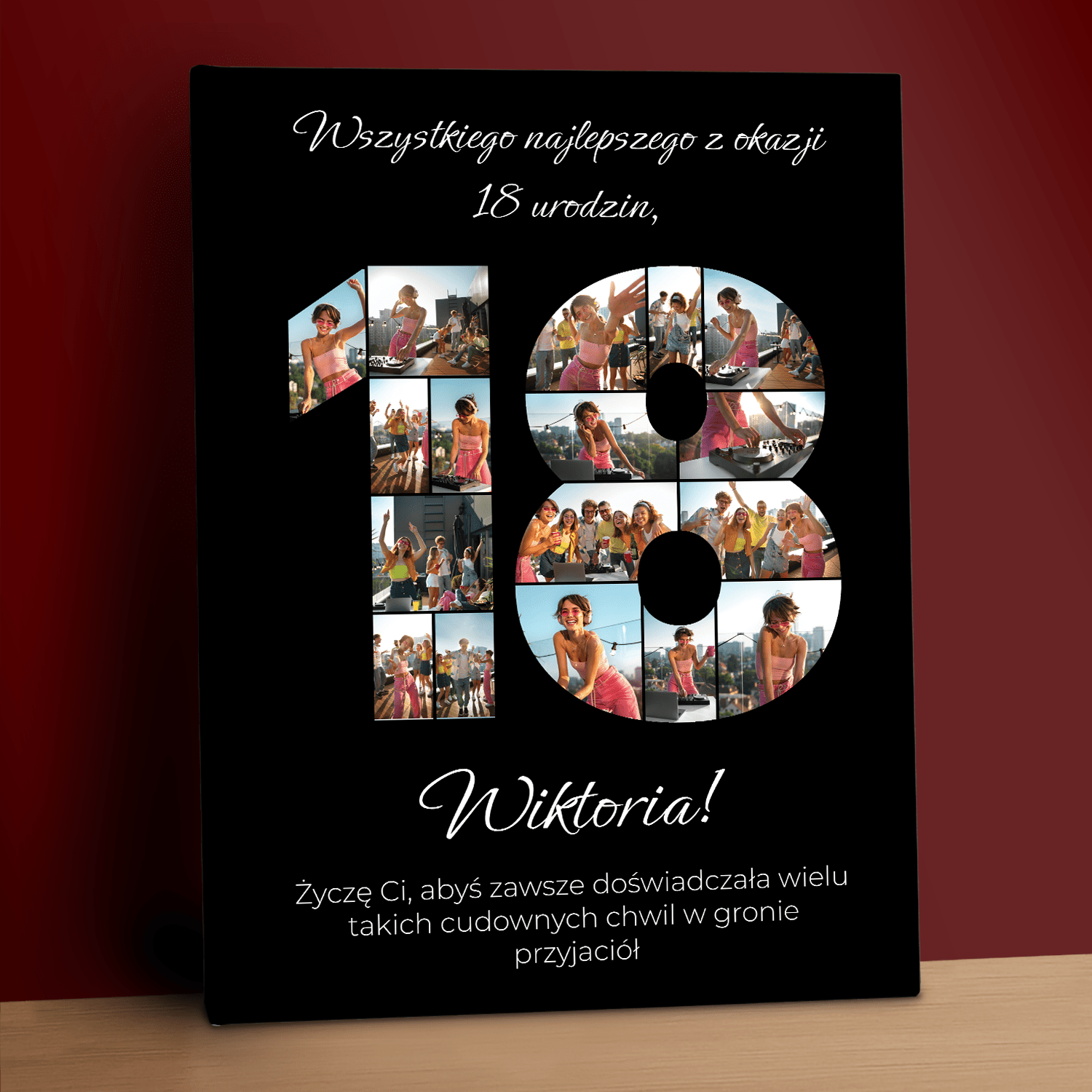 Z okazji 18 urodzin – kolaż na płótnie dla niej - StwórzPrezent.pl