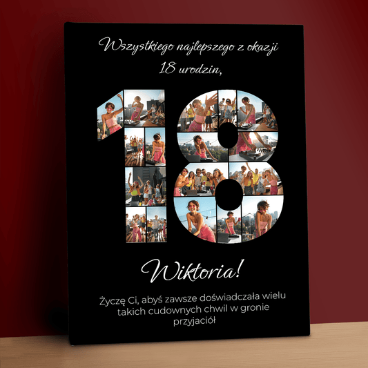 Z okazji 18 urodzin – kolaż na płótnie dla niej - StwórzPrezent.pl