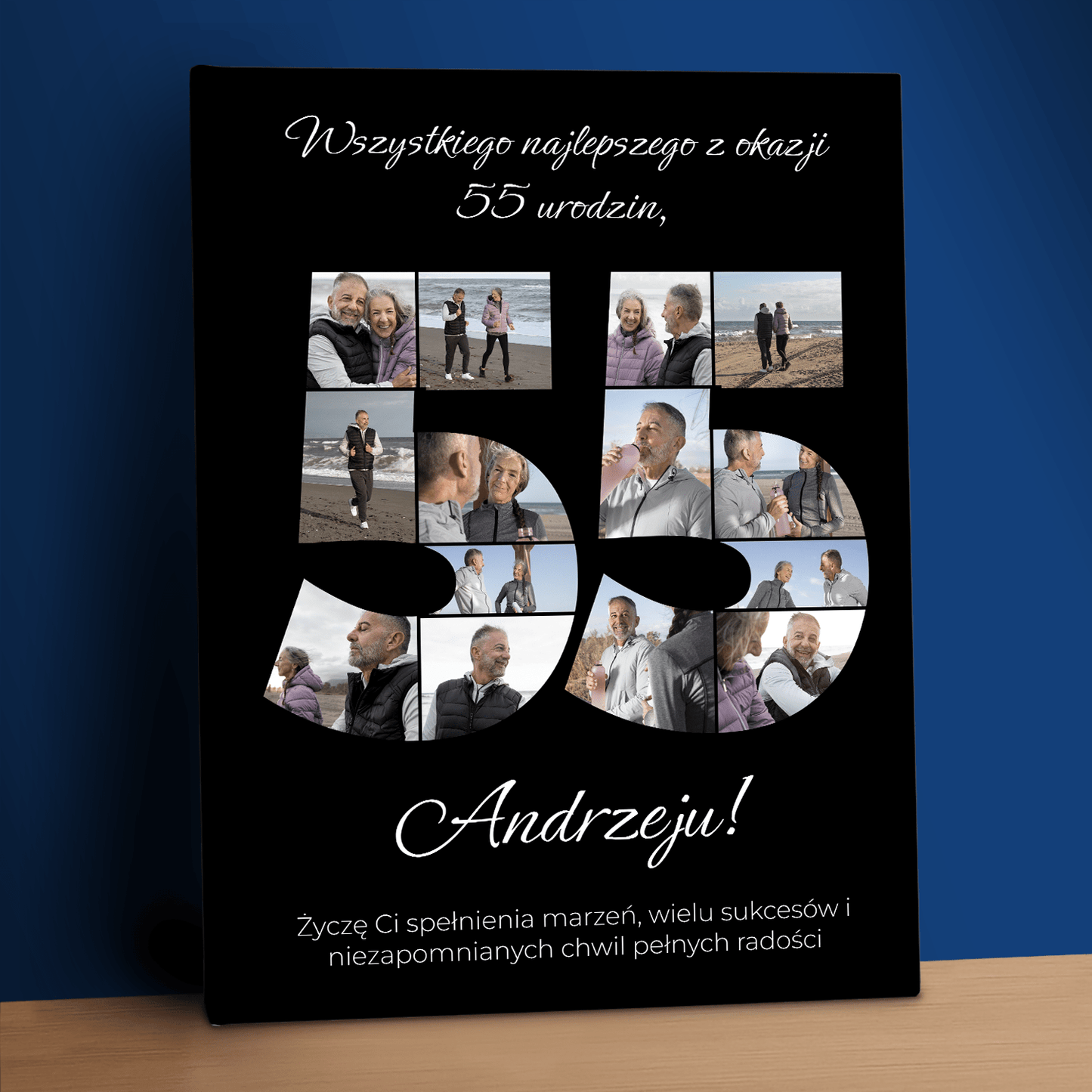 Z okazji 55 urodzin - kolaż na płótnie dla niego - StwórzPrezent.pl