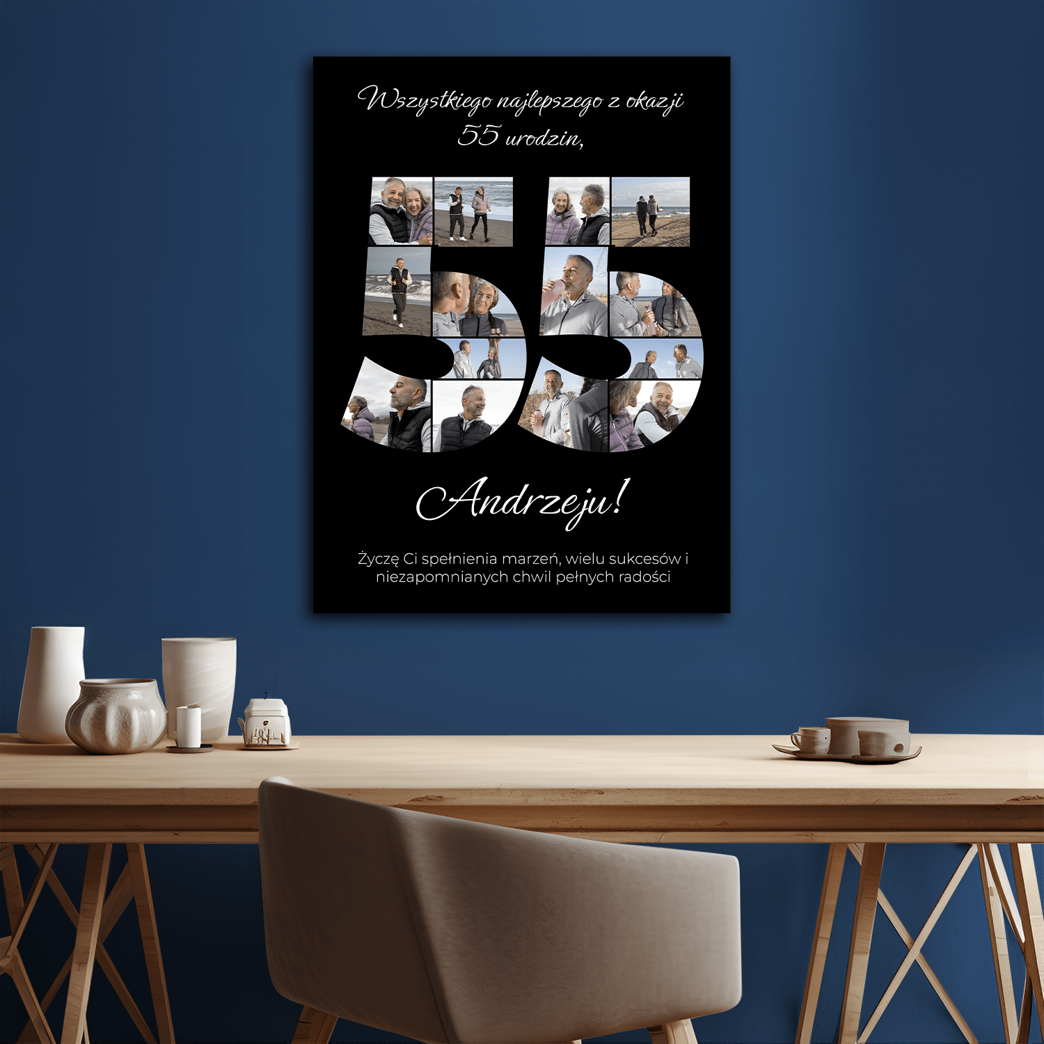 Z okazji 55 urodzin - kolaż na płótnie dla niego - StwórzPrezent.pl