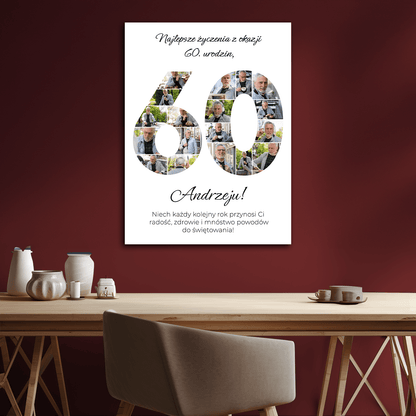 Z okazji 60 urodzin - kolaż na płótnie dla mężczyzny - StwórzPrezent.pl