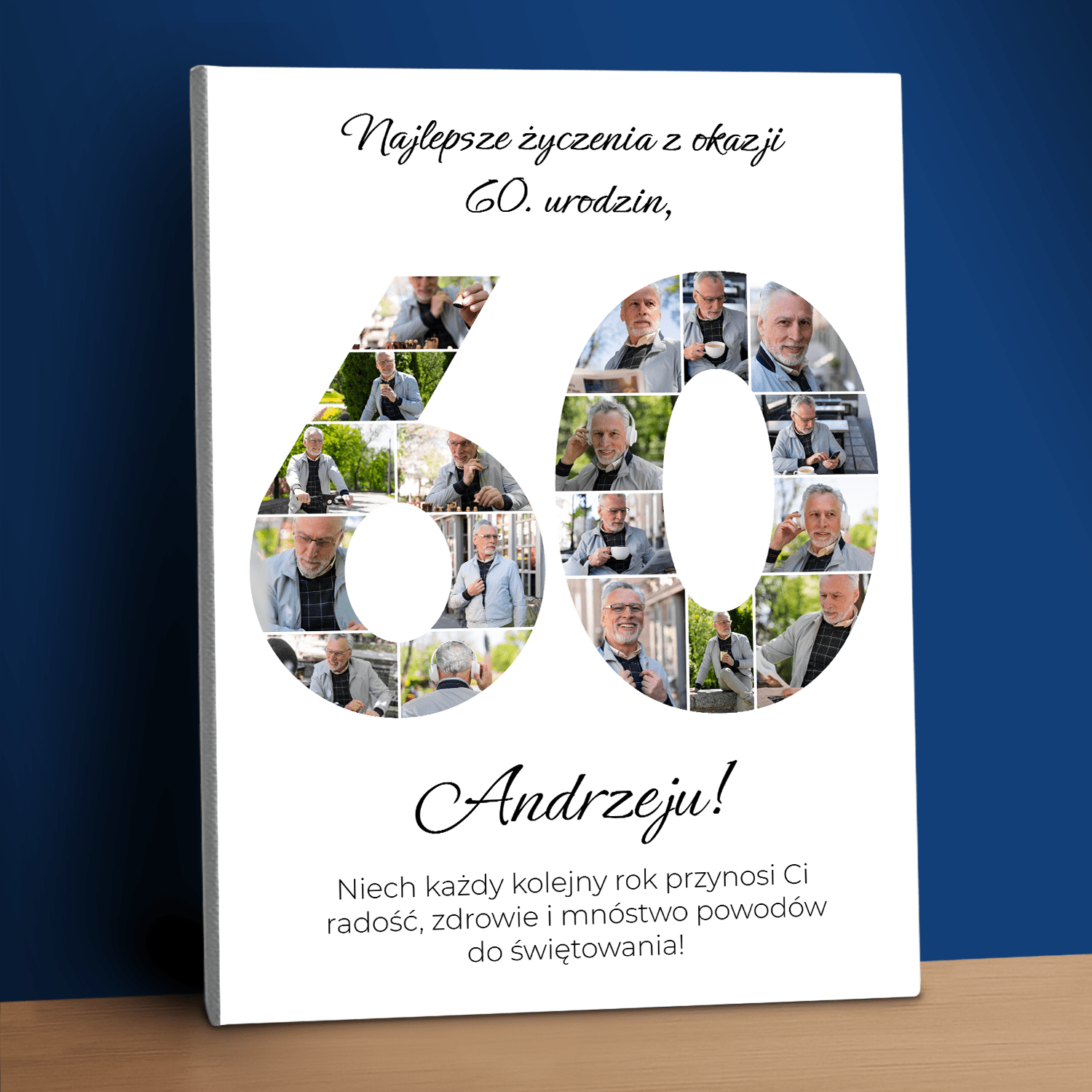 Z okazji 60 urodzin - kolaż na płótnie dla mężczyzny - StwórzPrezent.pl
