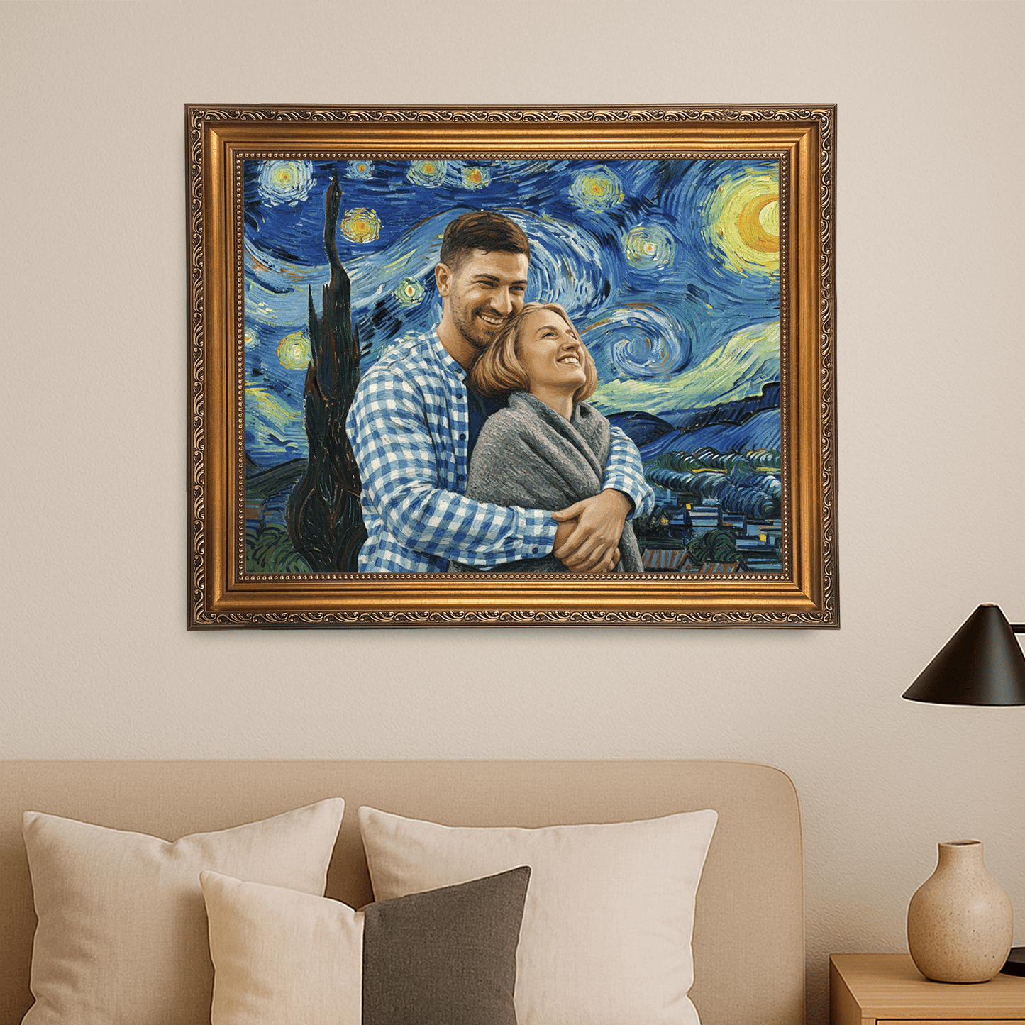 Zakochani na tle gwieździstego nieba - portret na płótnie dla pary - StwórzPrezent.pl