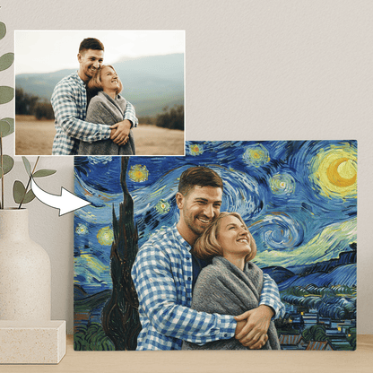 Zakochani na tle gwieździstego nieba - portret na płótnie dla pary - StwórzPrezent.pl