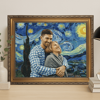 Zakochani na tle gwieździstego nieba - portret na płótnie dla pary - StwórzPrezent.pl