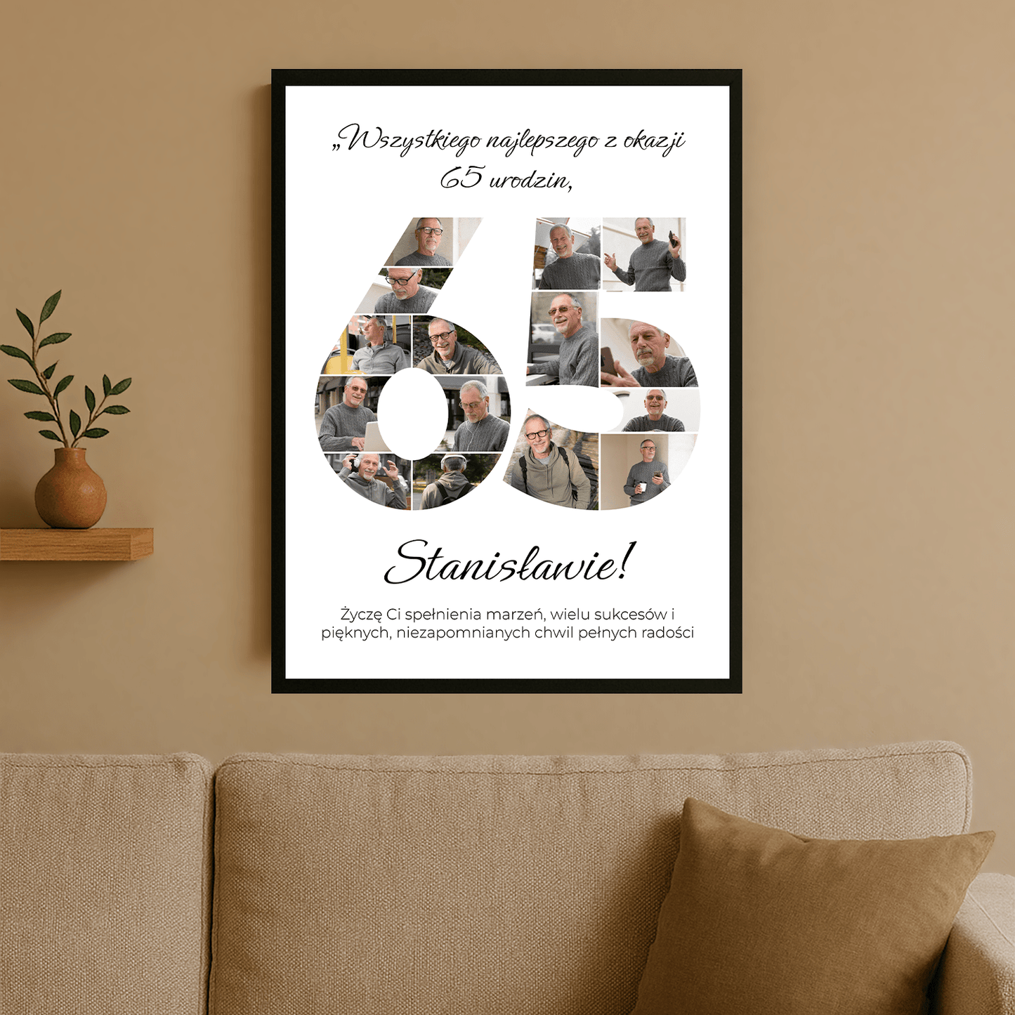 Zdjęcia i życzenia na 65 urodziny – plakat personalizowany dla mężczyzny - StwórzPrezent.pl