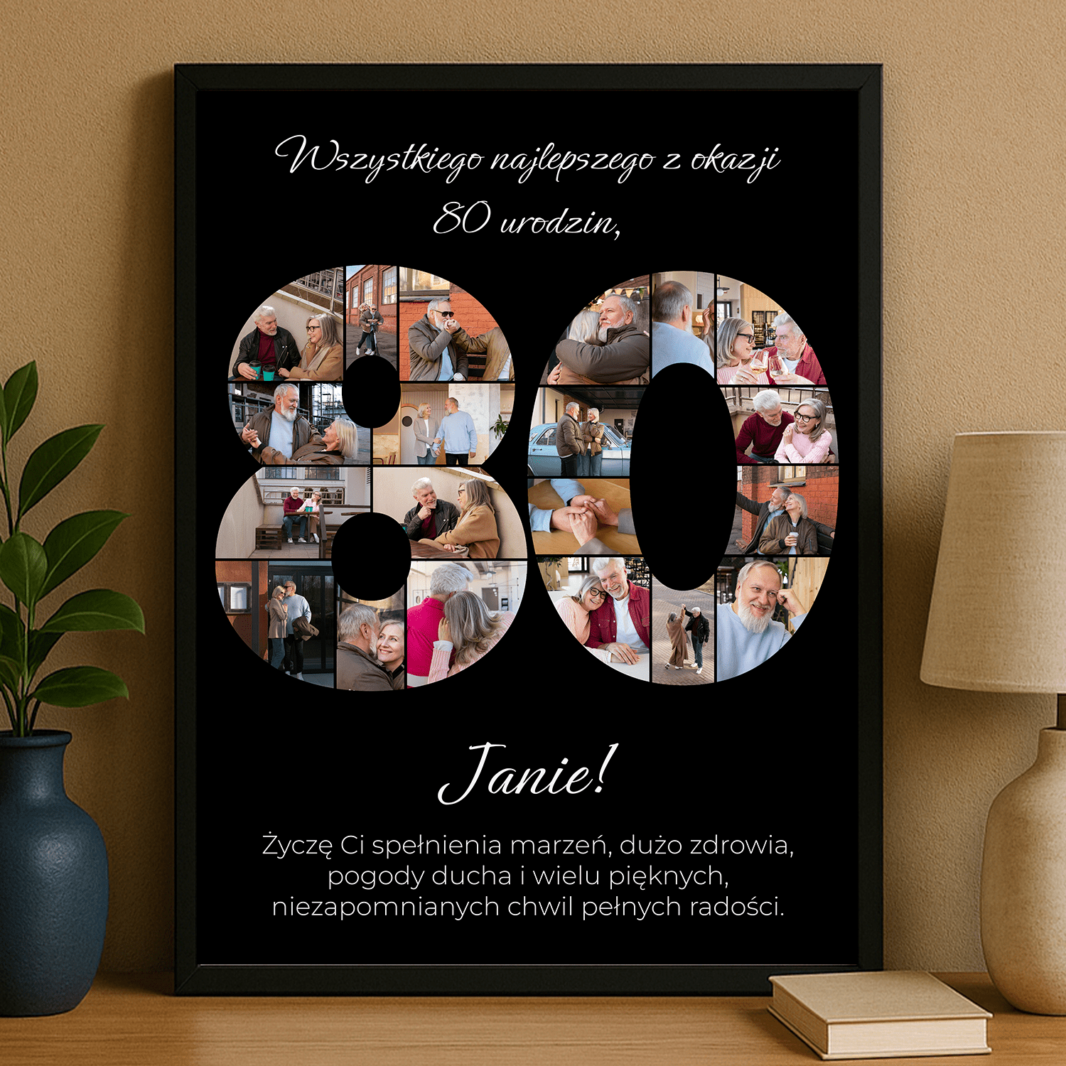Zdjęcia i życzenia na 80. – plakat personalizowany dla mężczyzny - StwórzPrezent.pl