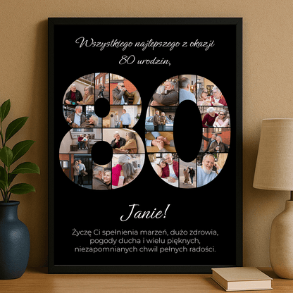 Zdjęcia i życzenia na 80. – plakat personalizowany dla mężczyzny - StwórzPrezent.pl