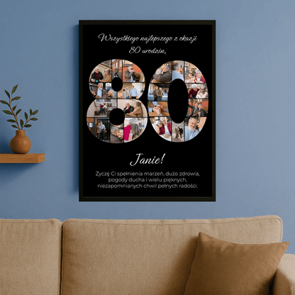 Zdjęcia i życzenia na 80. – plakat personalizowany dla mężczyzny - StwórzPrezent.pl