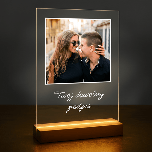 Zdjęcie z dowolnym napisem - personalizowany druk na szkle dla pary - stworzprezent.pl