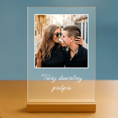 Zdjęcie z dowolnym napisem - personalizowany druk na szkle dla pary - stworzprezent.pl