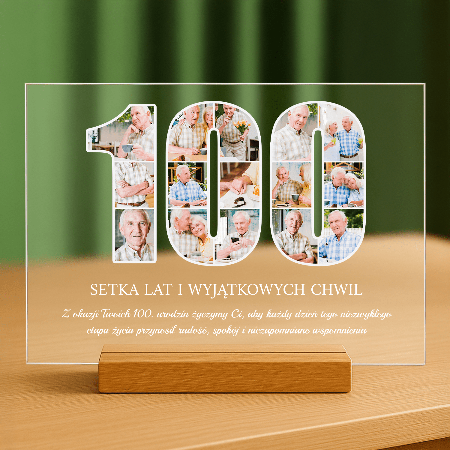 Życzenia na 100 urodziny - personalizowany druk na szkle dla dziadka - stworzprezent.pl
